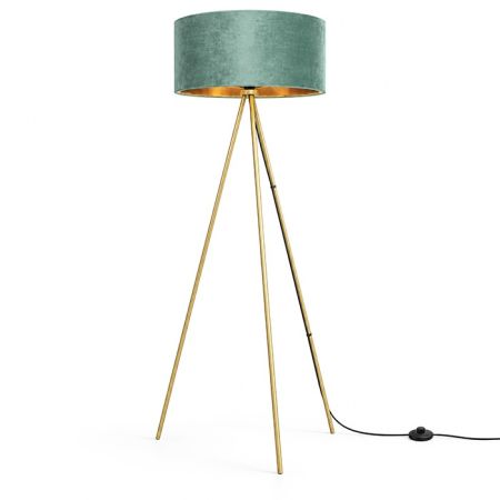 M54 zlatno-zelena podna lampa sa podnim prekidačem E27 Mitea Lighting
