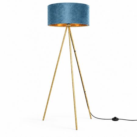 M55 zlatno-plava podna lampa sa podnim prekidačem E27 Mitea Lighting