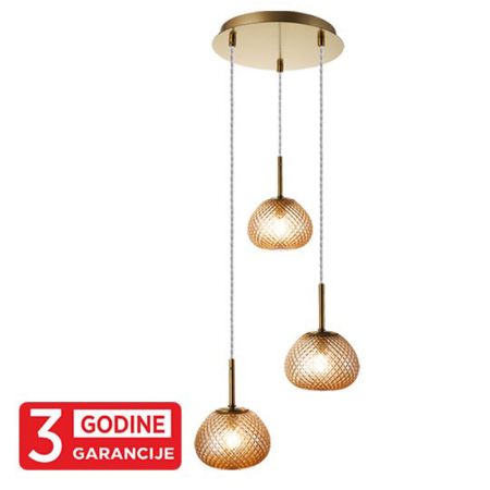 PRISMA MAP9526-3  staro zlato+amber visilica 3xG9 3y Mitea Lighting