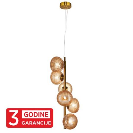 PRISMA MAP9526-6A  staro zlato+amber visilica 6xG9 3y Mitea Lighting