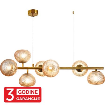 PRISMA MAP9526-7  staro zlato+amber visilica 7xG9 3y Mitea Lighting