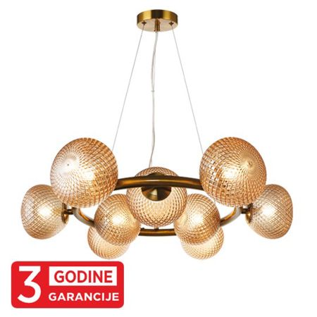 PRISMA MAP9526-9B  staro zlato+amber visilica 9xG9 3y Mitea Lighting