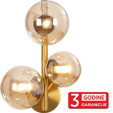 GLOBE MAW9225-3  staro zlato+amber zidna lampa sa prekidacem 3xG9 3y Mitea Lighting