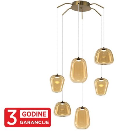 ETERNA MAP9461-4 staro zlato+amber LED visilica 4x4W 3000K 3y Mitea Lighting