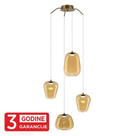 ETERNA MAP9461-4 staro zlato+amber LED visilica 4x4W 3000K 3y Mitea Lighting