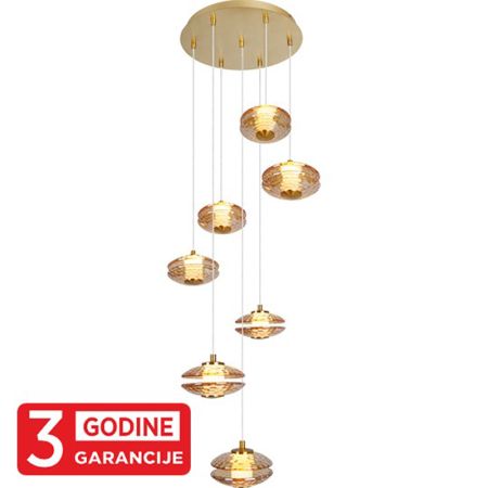 ECLIPTICA MAP9451-7 staro zlato+amber visilica 7x5W 3000K  LED 3y Mitea Lighting