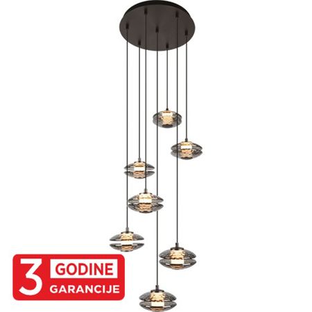 ECLIPTICA MAP9451-7 siva+smoky visilica 7x5W 3000K  LED 3y Mitea Lighting