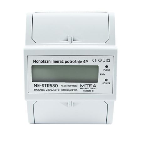 ME-STR580 100A monofazni merač potrošnje (strujomer) za DIN šinu 4P 1600imp/kWh 230V