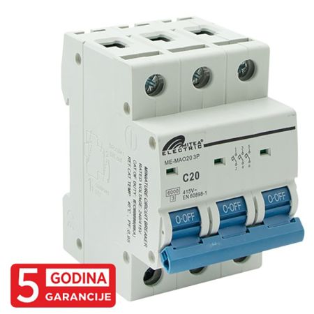 ME-20 3P Automatski osigurač 3x20A 6Ka 240/415V tipC 5Y Mitea Electric
