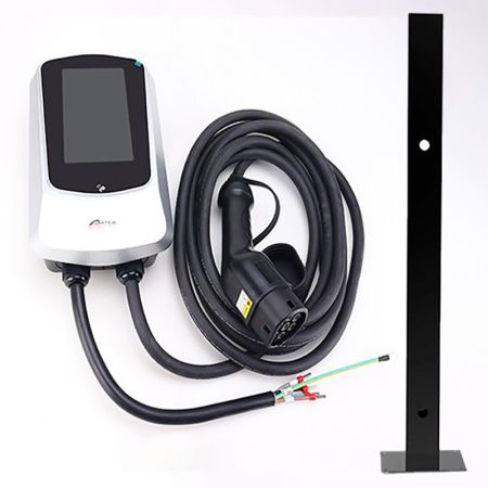 SET ME-Q6 CRNI EV punjač 22KW + ME-EVPS-22KW postolje IP66, HOME 7 inča ekran sa beskontaktnim čitačem kartice Mitea Electric