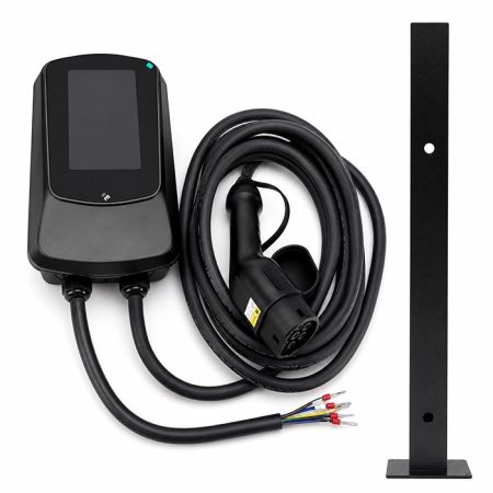 SET ME-Q6 CRNI EV punjač 22KW + ME-EVPS-22KW postolje IP66, HOME 7 inča ekran sa beskontaktnim čitačem kartice Mitea Electric