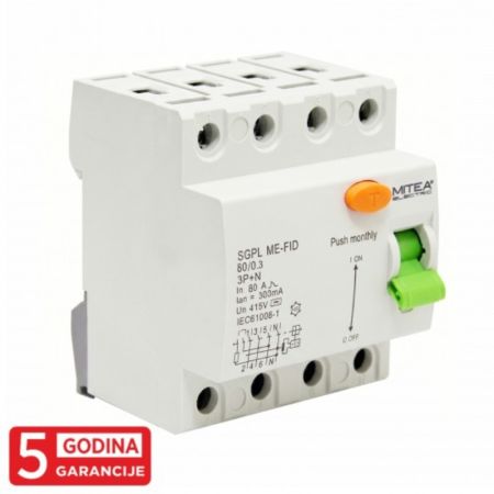 ME-FID sklopka 80A 300mA 3P+N SGPL 5Y Mitea Electric