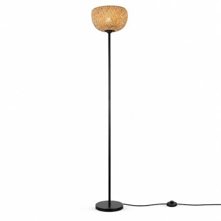 M52 crna-bež podna lampa sa podnim prekidačem E27 Mitea Lighting