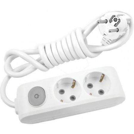 Panasonic BELA priklj.prenosna dvostruka sa prek. 2MPx2m 3x1,5mm2 16A 250V  WLTA0422-2WH EU4 X-tendia