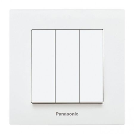 Panasonic običan trostruki prekidač beli vijčani 10A 250V WKTC0015-2WH EU4 Karre Plus