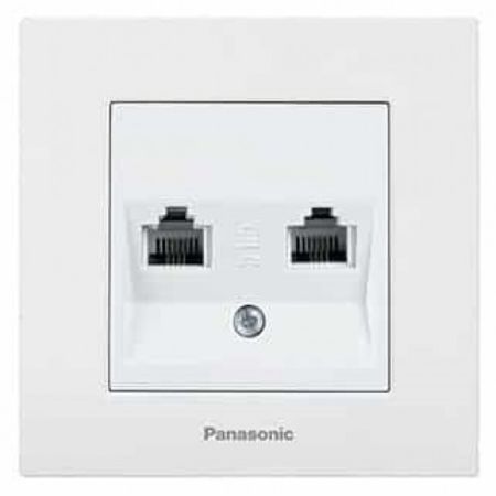 Panasonic priključnica 2M bela telefonska dupla CAT3 RJ11 WKTC0403-2WH EU4 Karre Plus 