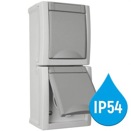 Panasonic  šuho vertikalna dupla priključnica II OG siva 16A 250V IP54 WPTC4850-2GR EU2 PACIFIC