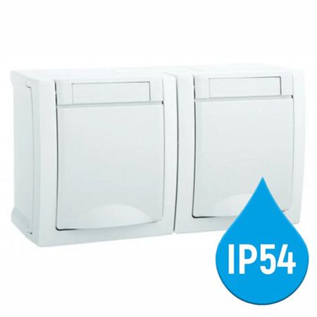 Panasonic  šuho horizontalna dupla priključnica II OG bela 16A 250V IP54 WPTC4800-2WH EU2 PACIFIC