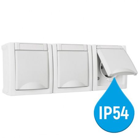  Panasonic šuho horizontalna trostruka priključnica II OG bela 16A 250V IP54 WPTC4840-2WH EU2 PACIFIC