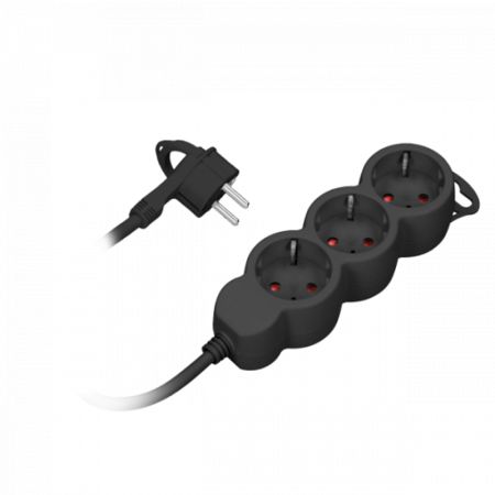 ORAE13145(GS)/B/1,5M crna prenosna trostruka priključnica 3x1.0mm 1,5m kabl ORNO