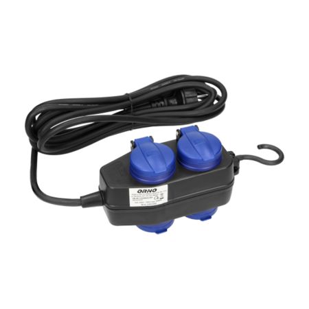 OR-AE-13160(GS)/10M prenosna dvostruka priključnica heavy-duty IP44, 10m kabl ORNO