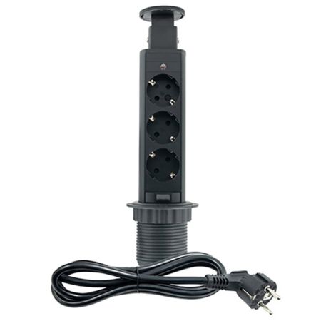 ME-PN-1202/C-3 1.8m crna POPUP nameštajska priključnica trostruka 16A 250V-3600W 3x1.5mm2
