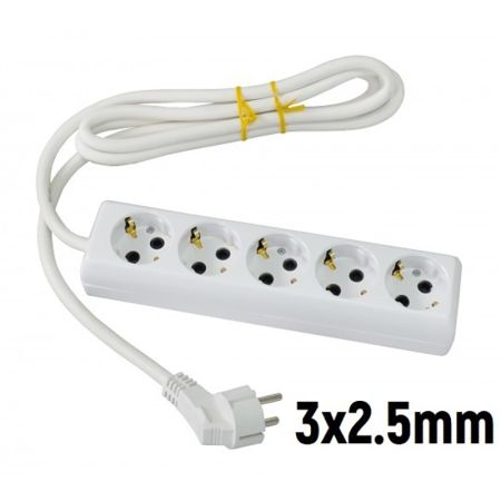 Prenosna petostruka priključnica (produžni kabl) 3x2.5mm 2m Tehnoelektro