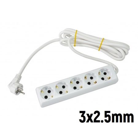 Prenosna petostruka priključnica (produžni kabl) 3x2.5mm 3m Tehnoelektro