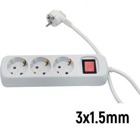 Prenosna trostruka priključnica (produžni kabl) sa prekidačem 3x1.5 mm 5m Tehnoelektro