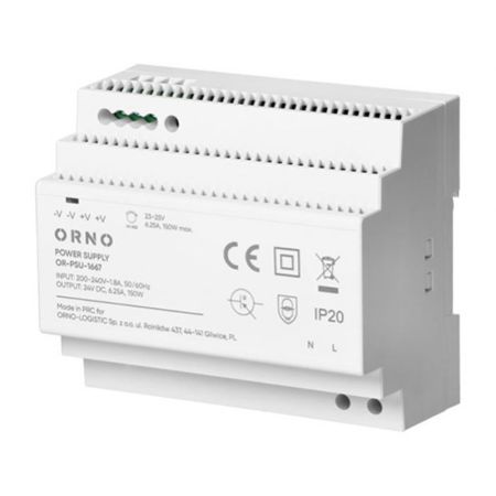 OR-PSU-1667 napajanje industrijsko 24V DC 6.25A 150W za DIN šinu 6M IP20, PVC kućište ORNO 