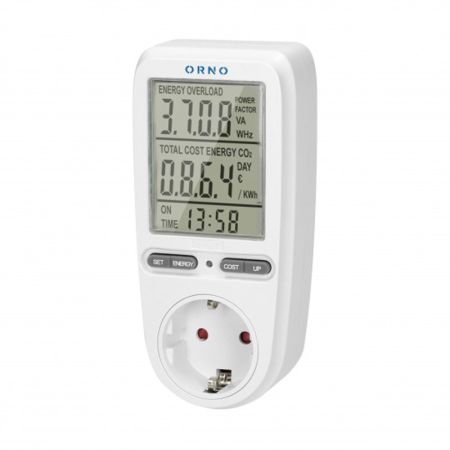 OR-WAT-435(GS) beli LCD merač potrošnje 3680W ORNO 