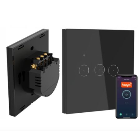 MS-701-3-C TOUCH pametni prekidač WiFi smart breaker 10A 2.4GHZ crni Mitea Electric