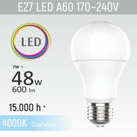 -R E27 LED 7W A60M1 sij. 170-240V 4000K Mitea Lighting