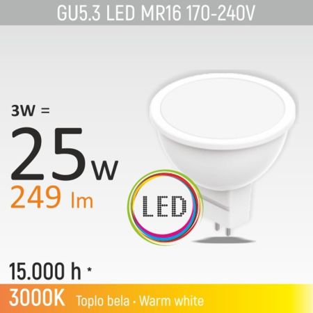 LED sijalica GU5.3 3W MR16 3000K Mitea Lighting