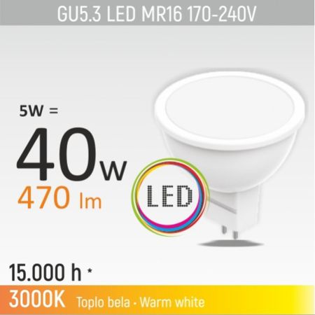 LED sijalica GU5.3 5W MR16 3000K Mitea Lighting