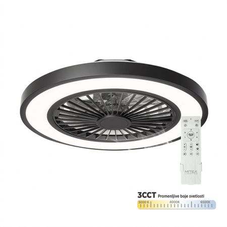 MV5020-B CRNI plafonski ventilator 20W sa svetlom LED CCT 25W sa daljinskim upravljačem Mitea Lighting