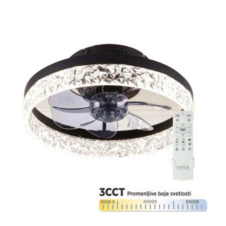 MV5021-B CRNI plafonski ventilator 20W sa svetlom LED CCT 25W sa daljinskim upravljačem Mitea Lighting
