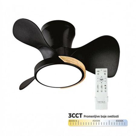 MV5014-B CRNI plafonski ventilator 40W sa svetlom LED CCT 12W sa daljinskim upravljačem Mitea Lighting