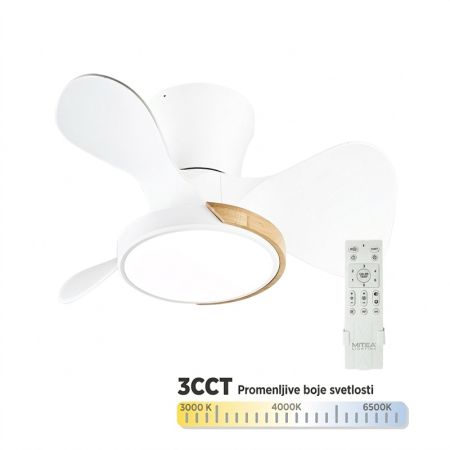 MV5014-W BELI plafonski ventilator 40W sa svetlom LED CCT 12W sa daljinskim upravljačem Mitea Lighting