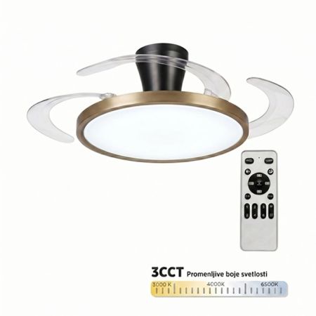 MV5040-GB ZLATNO-CRNI plafonski ventilator 30W sa svetlom LED CCT 30W sa daljinskim upravljačem Mitea Lighting