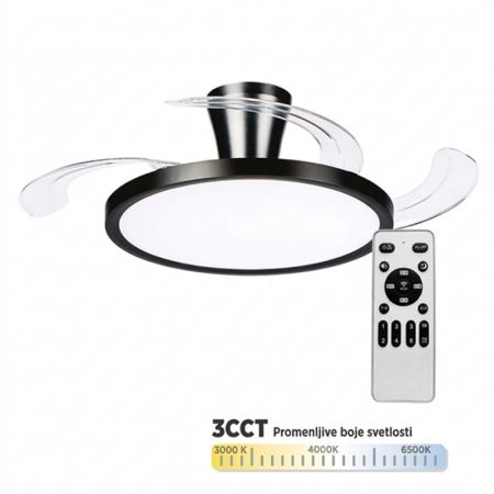 MV5040-B CRNI plafonski ventilator 30W sa svetlom LED CCT 30W sa daljinskim upravljačem Mitea Lighting