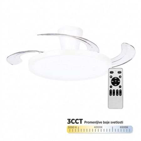 MV5040-W BELI plafonski ventilator 30W sa svetlom LED CCT 30W sa daljinskim upravljačem Mitea Lighting