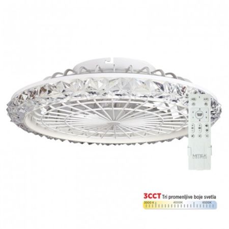 MV5023-CR sa kristalima plafonski ventilator 18W sa svetlom LED CCT 18W sa daljinskim upravljačem Mitea Lighting