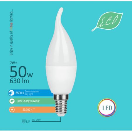 LED sijalica ECO E14 7W C37 deko sveća 6500K Mitea Lighting