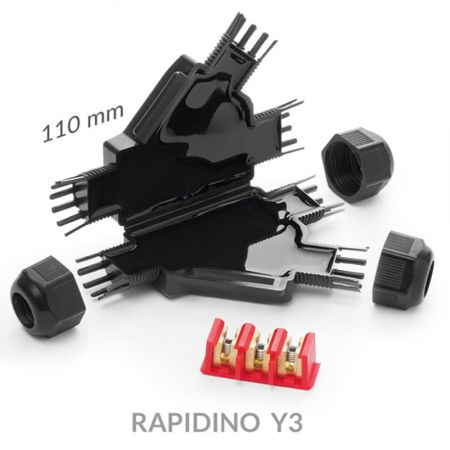 RAPIDINO Y3 - mini spojnica IP68/IP69K konektor 3x4 mm2 &lt; 3x2.5 mm2 Raytech