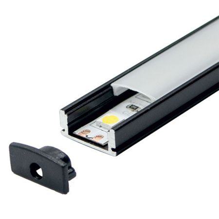 M509-C Crni aluminijumski profil za LED trake nadgradni set sa difuzorom 2000x17.4x7mm Mitea Lighting