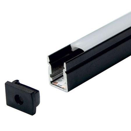 MA624-C crni Aluminijumski profil za LED trake nadgradni 2000x10x13mm set sa difuzorom Mitea Lighting