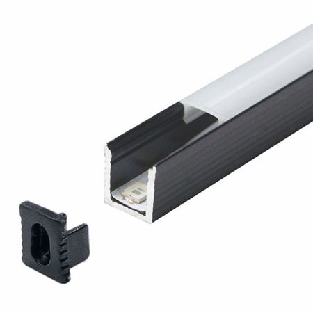MA7890-C CRNI Aluminijumski profil za LED trake 7.8x9x2000mm nadgradni sa difuzorom 2m Mitea Lighting