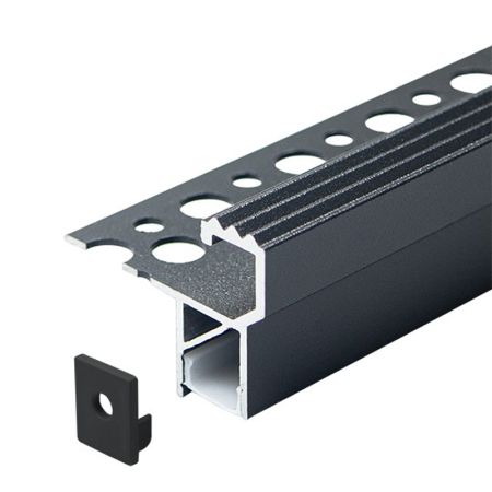 MA07-C CRNI Aluminijumski profil za LED trake 37x29x2000mm za pločice/stepenice sa difuzorom 2m Mitea Lighting
