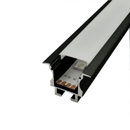 MA613-UZ-C Crni aluminijumski profil za LED trake ugradni set sa difuzorom i žabicama 2000x24x19mm Mitea Lighting